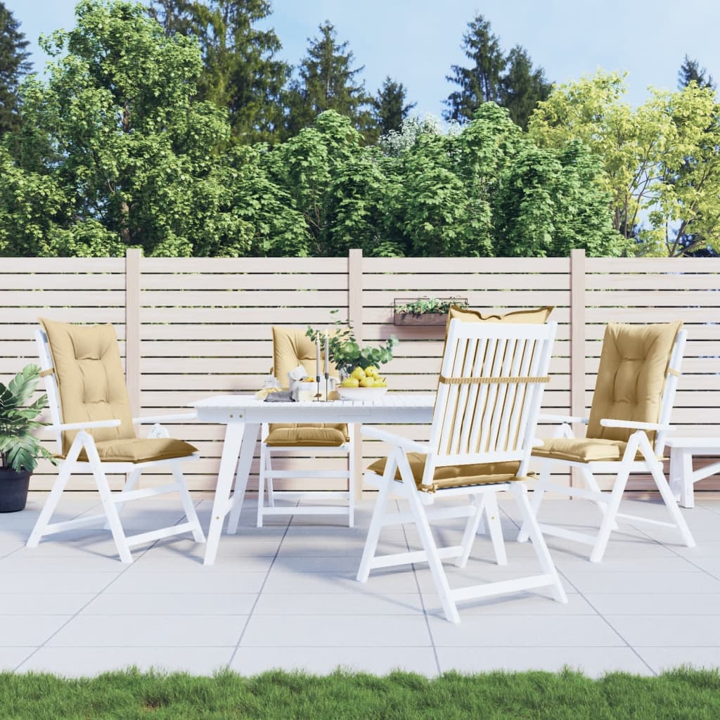 stolehynder med høj ryg 4 stk. 120x50x7 cm stof beige