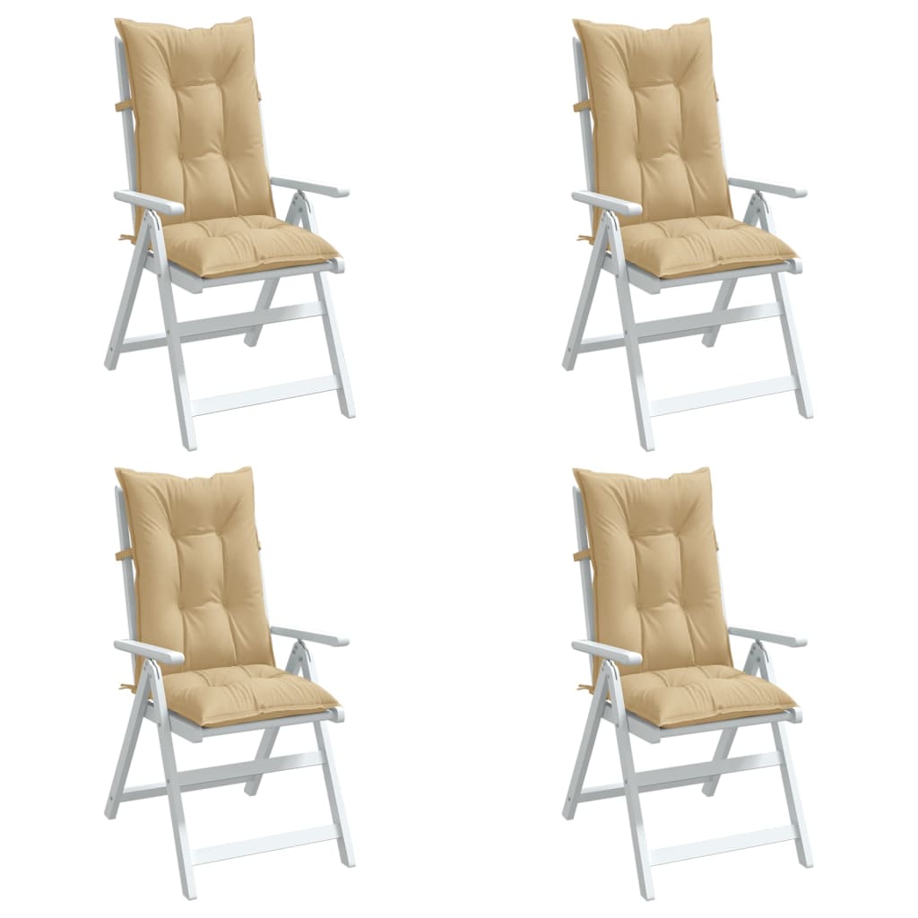 stolehynder med høj ryg 4 stk. 120x50x7 cm stof beige