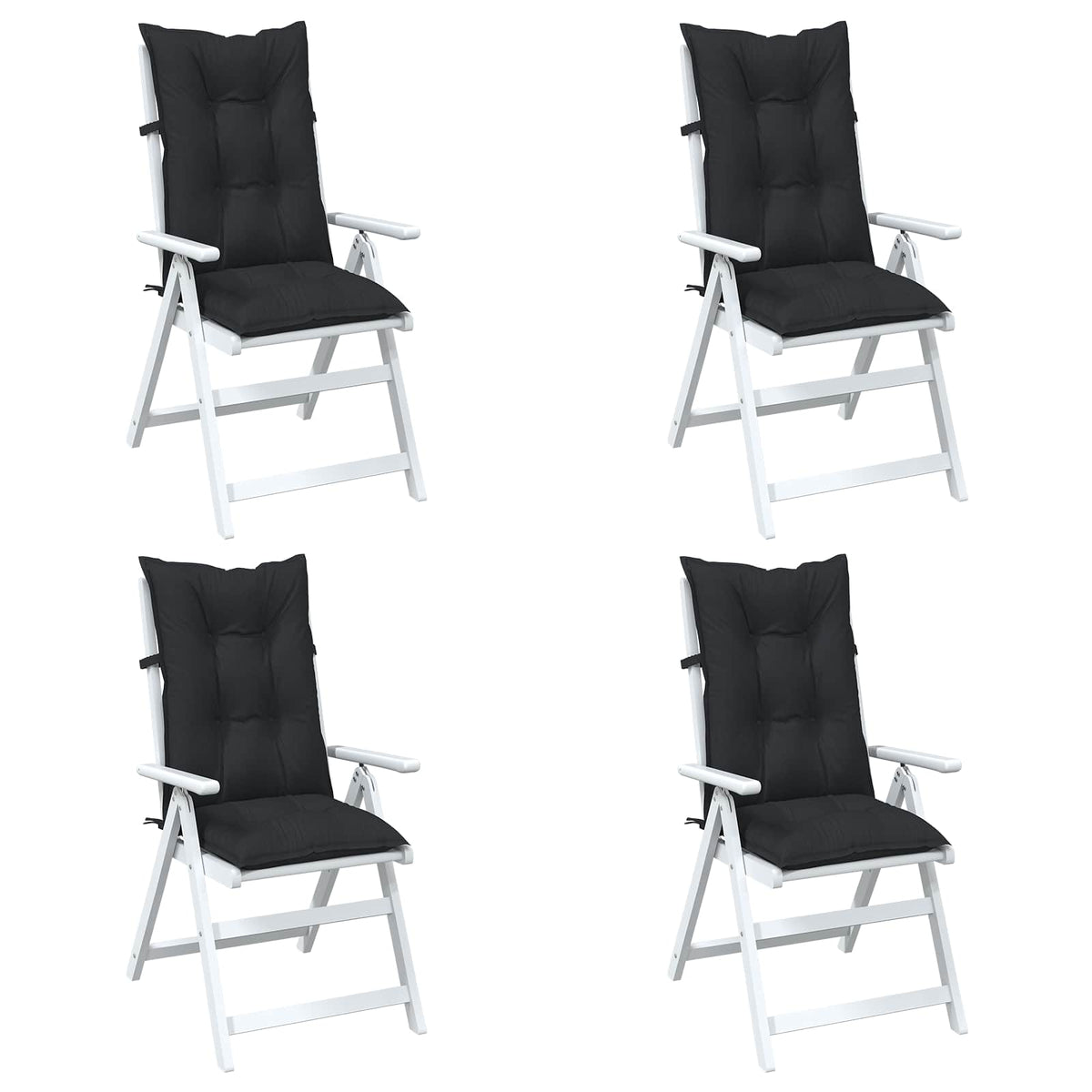 Højrygget Stol Pudepakke 4 stk. Polyester Melange Sort