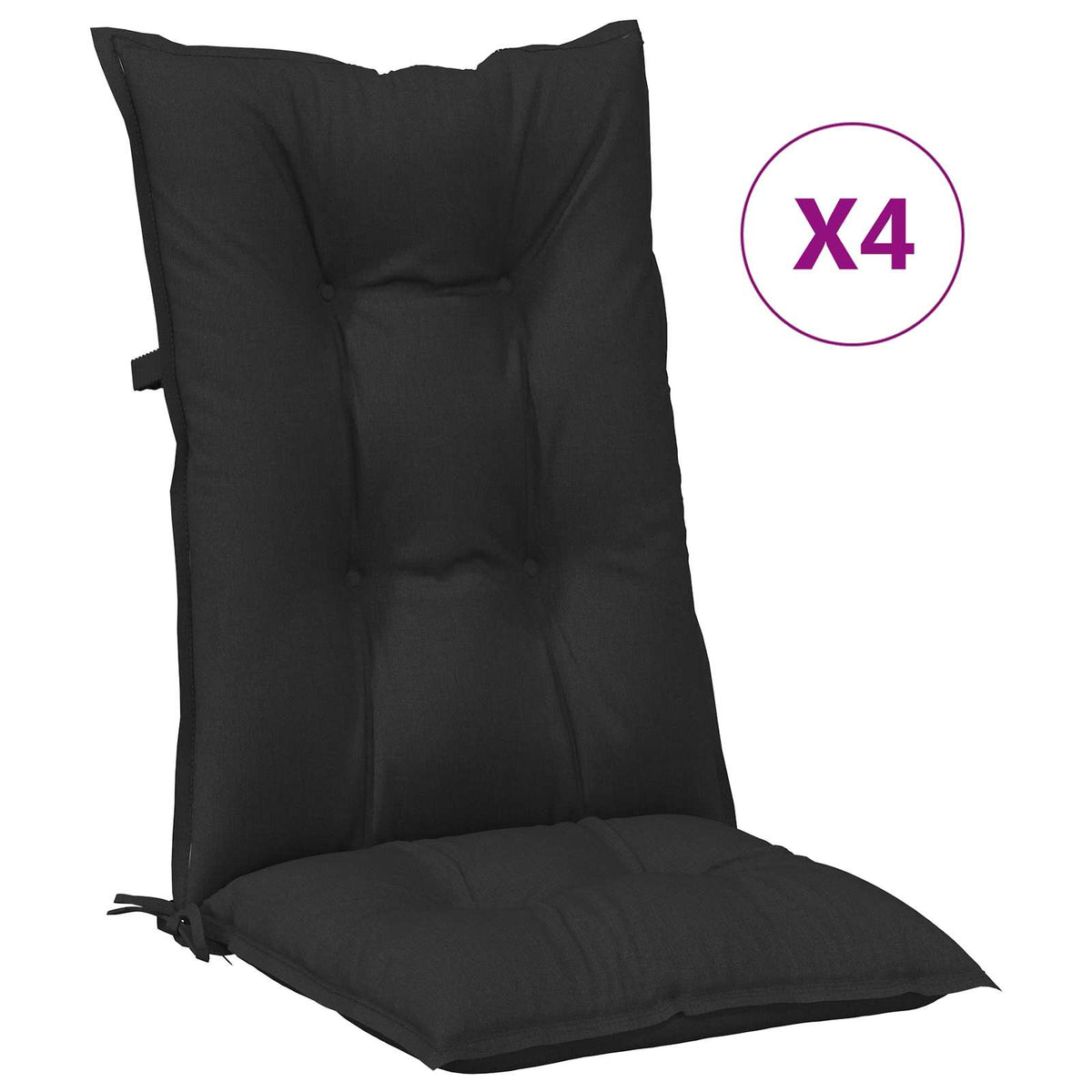 Højrygget Stol Pudepakke 4 stk. Polyester Melange Sort