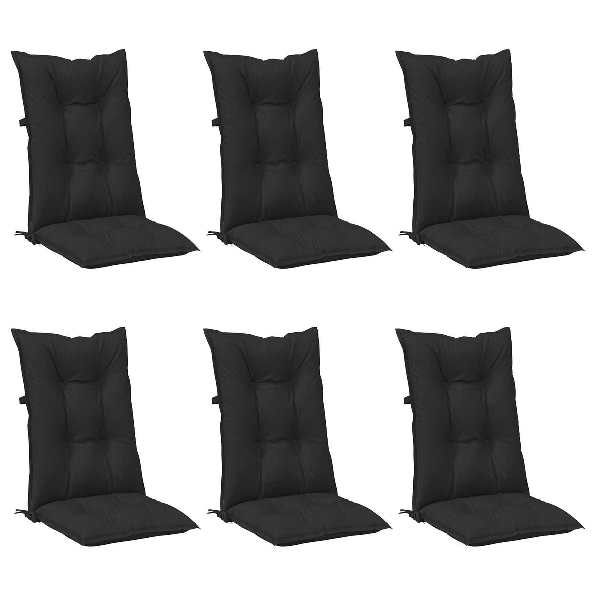 Højrygget Stol Pudepakke 6 stk. Polyester Melange Sort