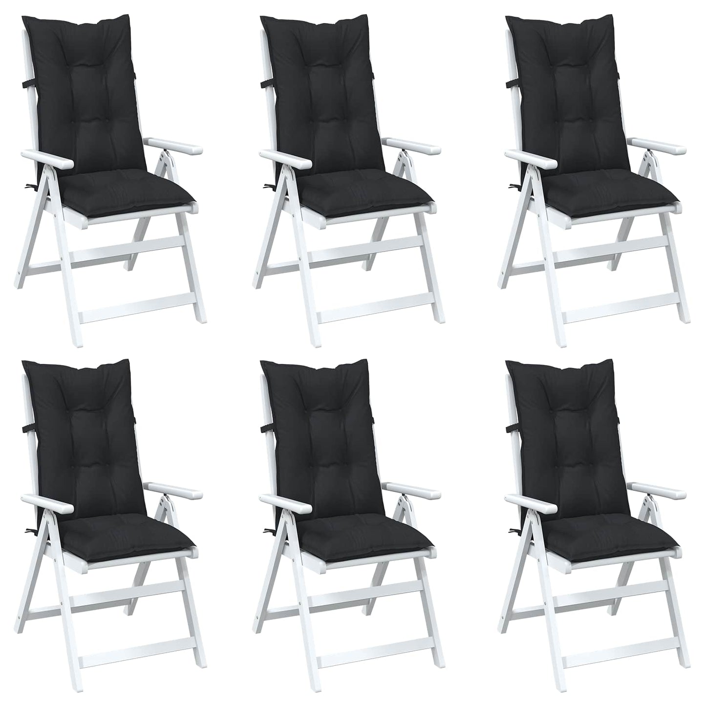 Højrygget Stol Pudepakke 6 stk. Polyester Melange Sort
