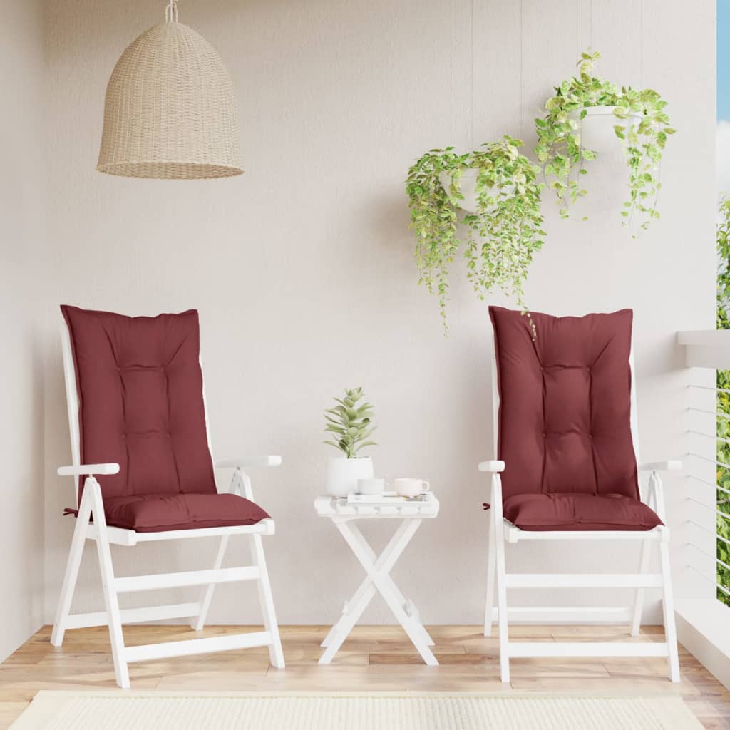 stolehynder med høj ryg 2 stk. 120x50x7 cm stof vinrød