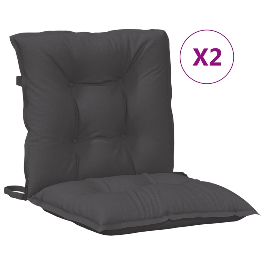 stolehynder med lav ryg 2 stk. 100x50x7 cm stof antracitgrå