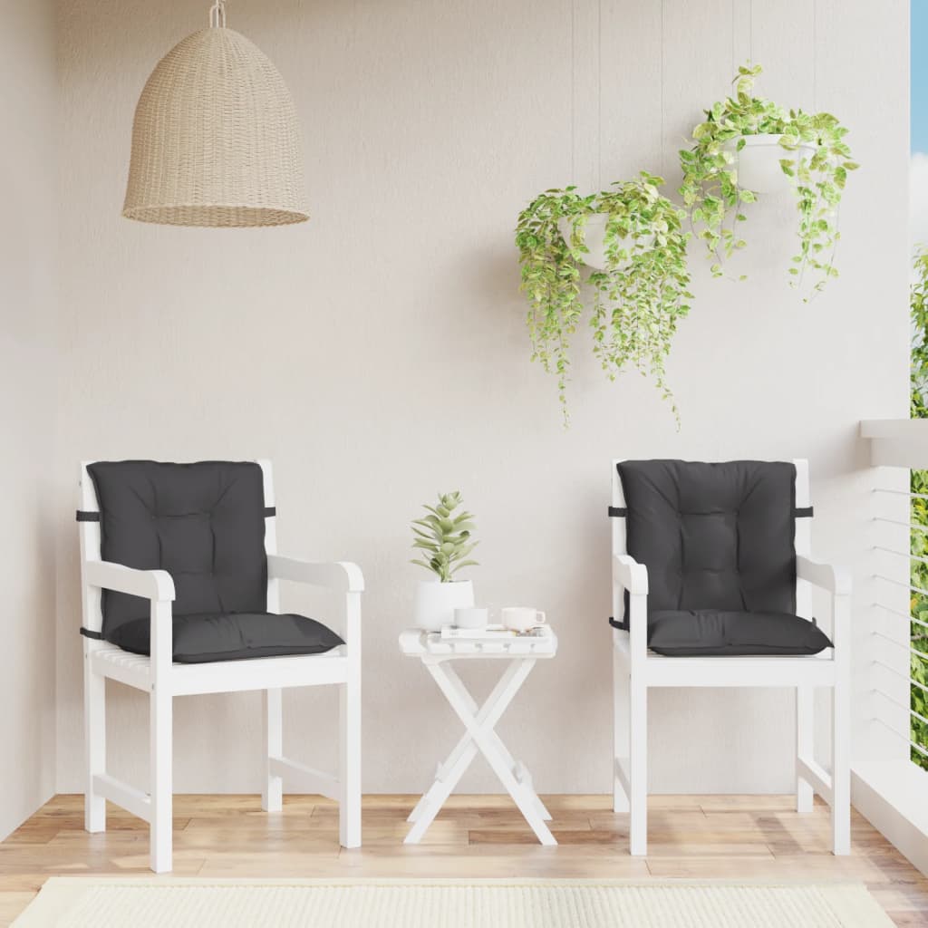 stolehynder med lav ryg 2 stk. 100x50x7 cm stof antracitgrå