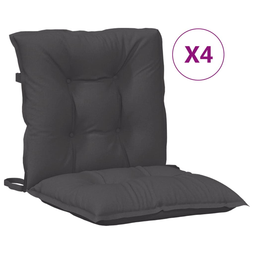 stolehynder med lav ryg 4 stk. 100x50x7 cm stof antracitgrå