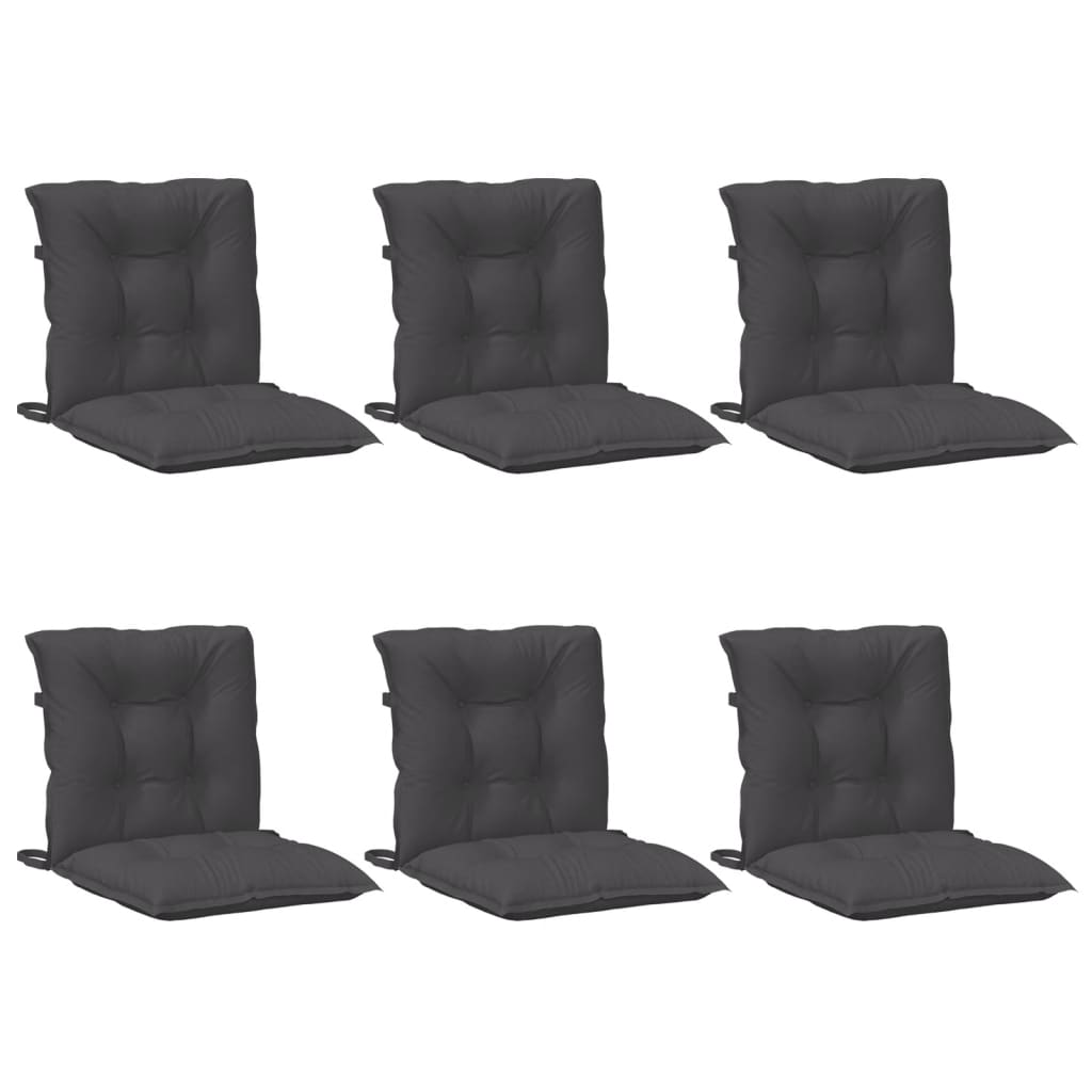 stolehynder med lav ryg 6 stk. 100x50x7 cm stof antracitgrå
