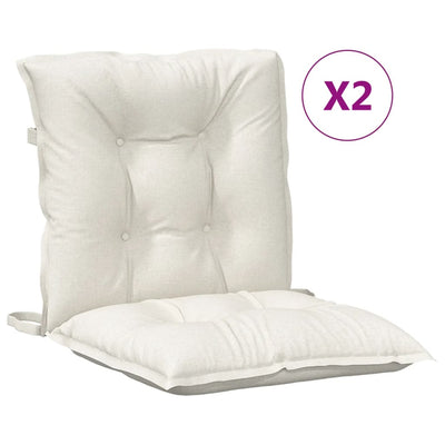 stolehynder med lav ryg 2 stk. 100x50x7 cm stof cremefarvet