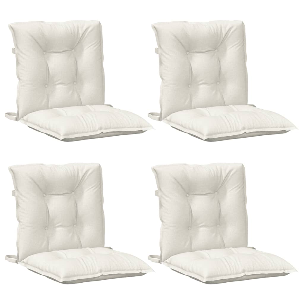 stolehynder med lav ryg 4 stk. 100x50x7 cm stof cremefarvet