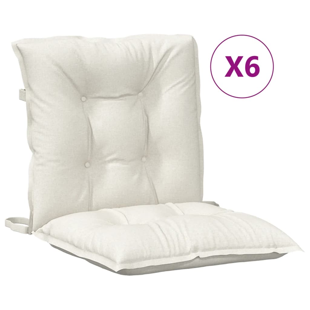 stolehynder med lav ryg 6 stk. 100x50x7 cm stof cremefarvet
