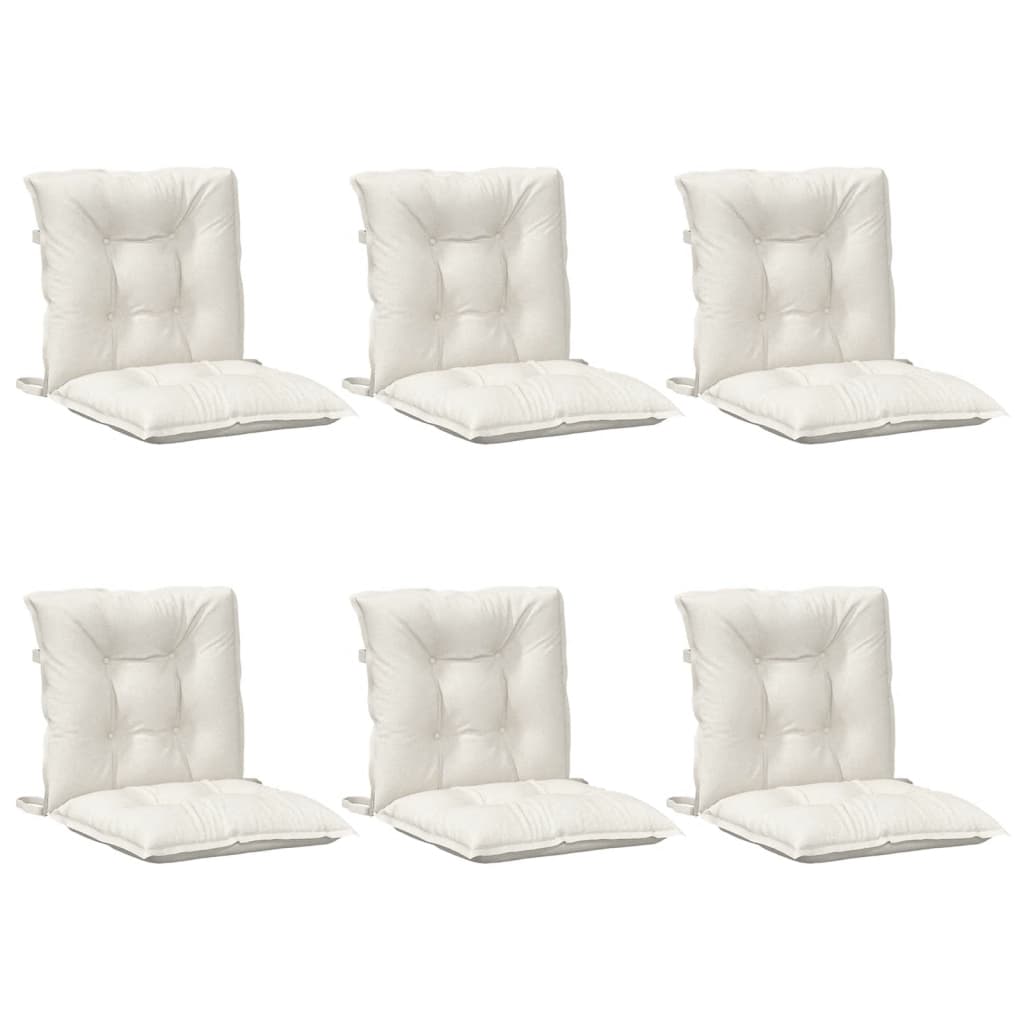 stolehynder med lav ryg 6 stk. 100x50x7 cm stof cremefarvet
