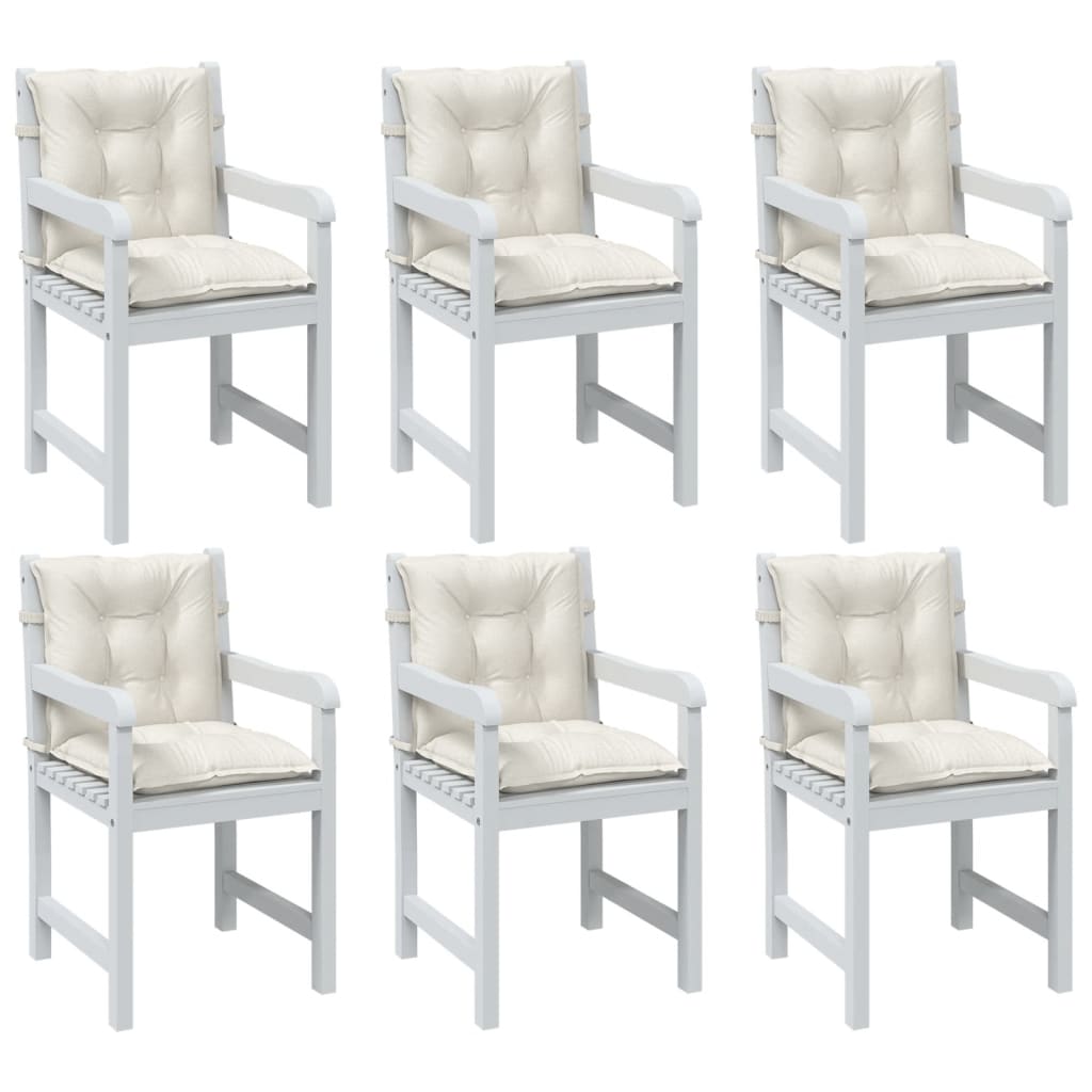 stolehynder med lav ryg 6 stk. 100x50x7 cm stof cremefarvet