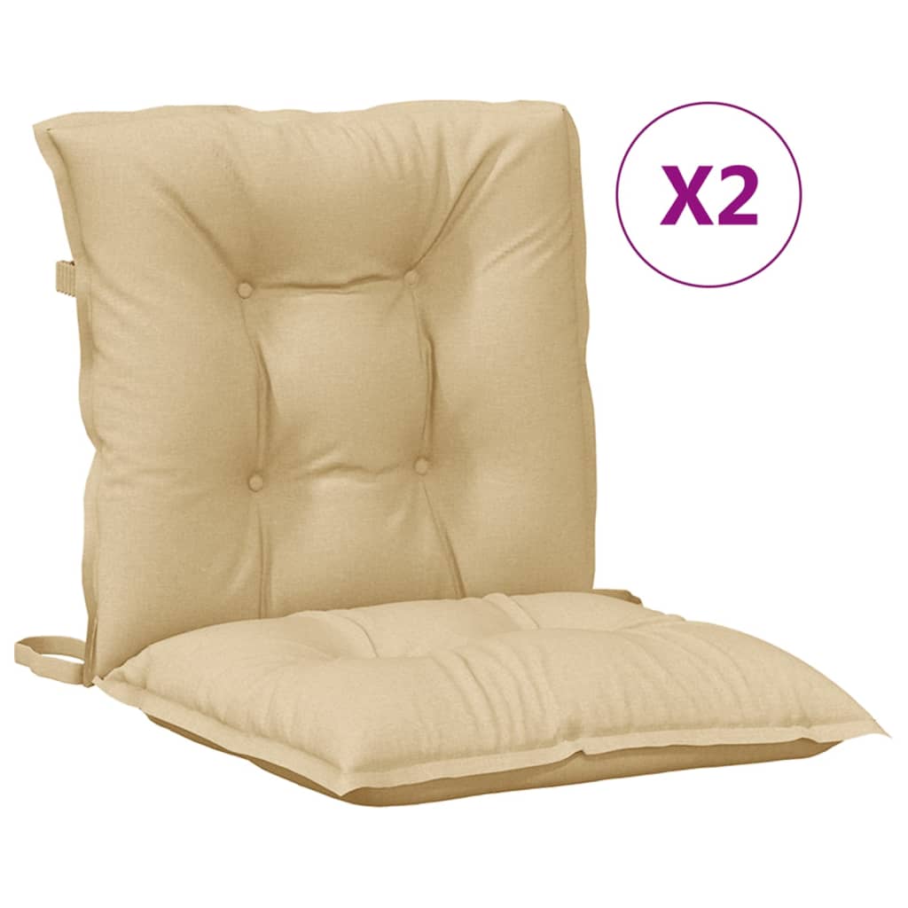 stolehynder med lav ryg 2 stk. 100x50x7 cm stof beige