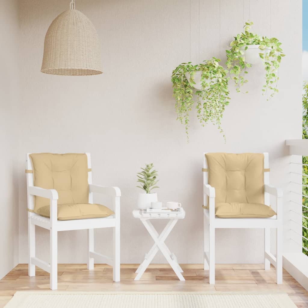 stolehynder med lav ryg 2 stk. 100x50x7 cm stof beige