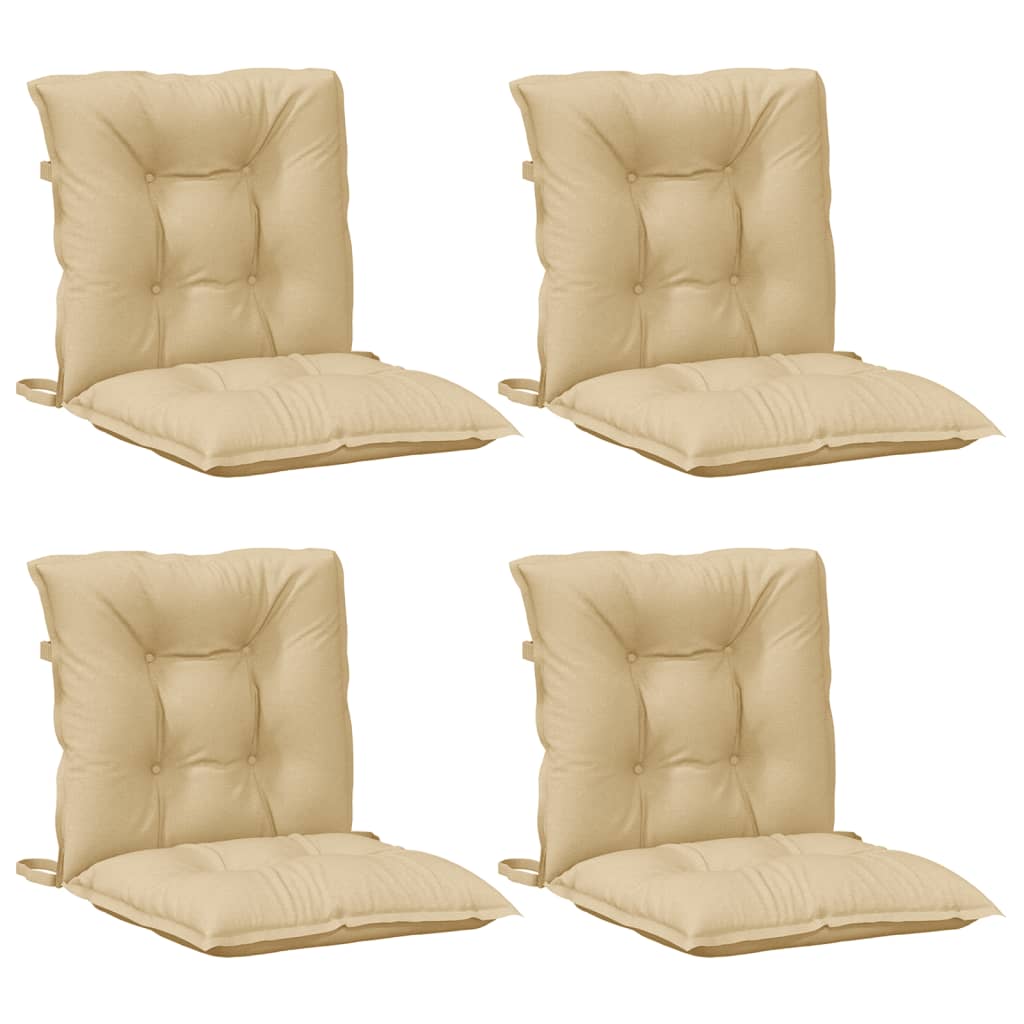 stolehynder med lav ryg 4 stk. 100x50x7 cm stof beige