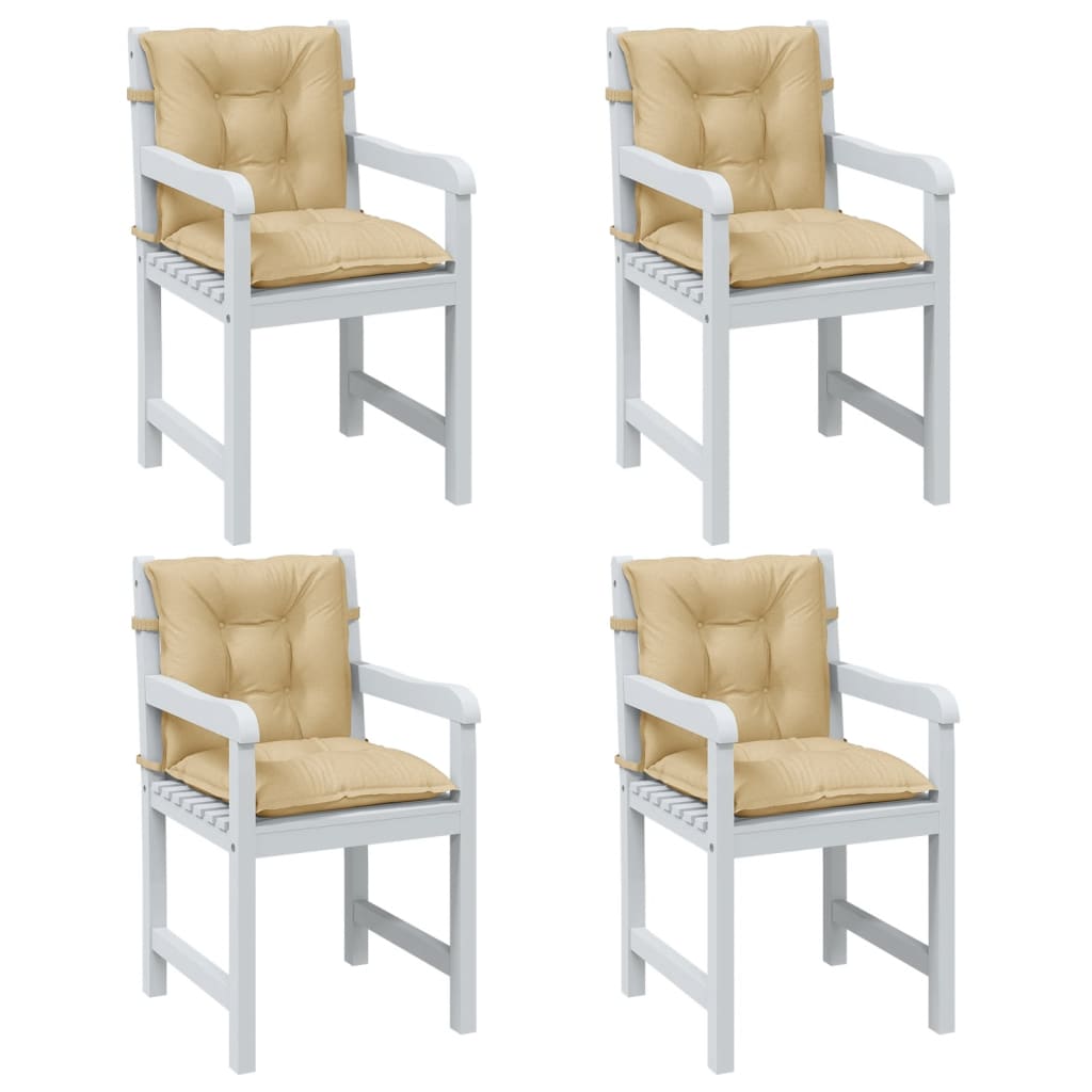 stolehynder med lav ryg 4 stk. 100x50x7 cm stof beige