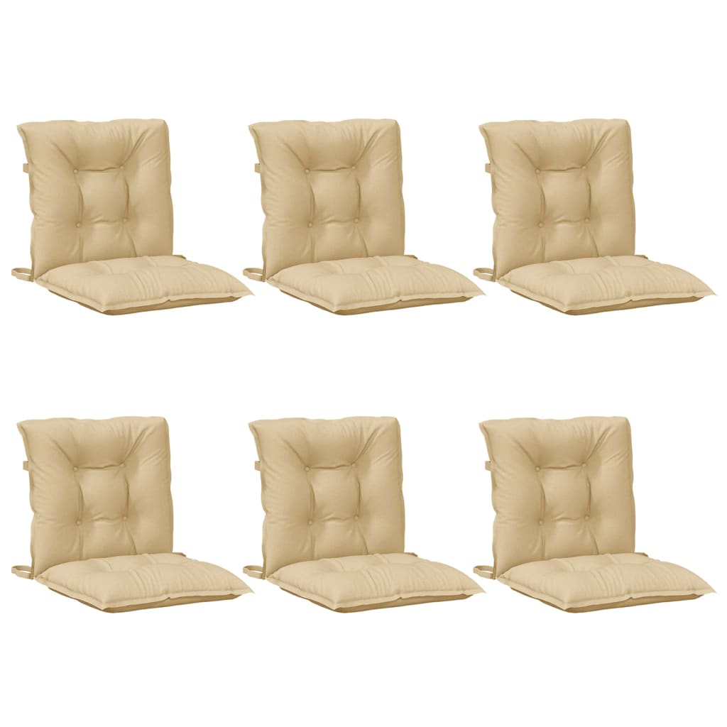 stolehynder med lav ryg 6 stk. 100x50x7 cm stof beige