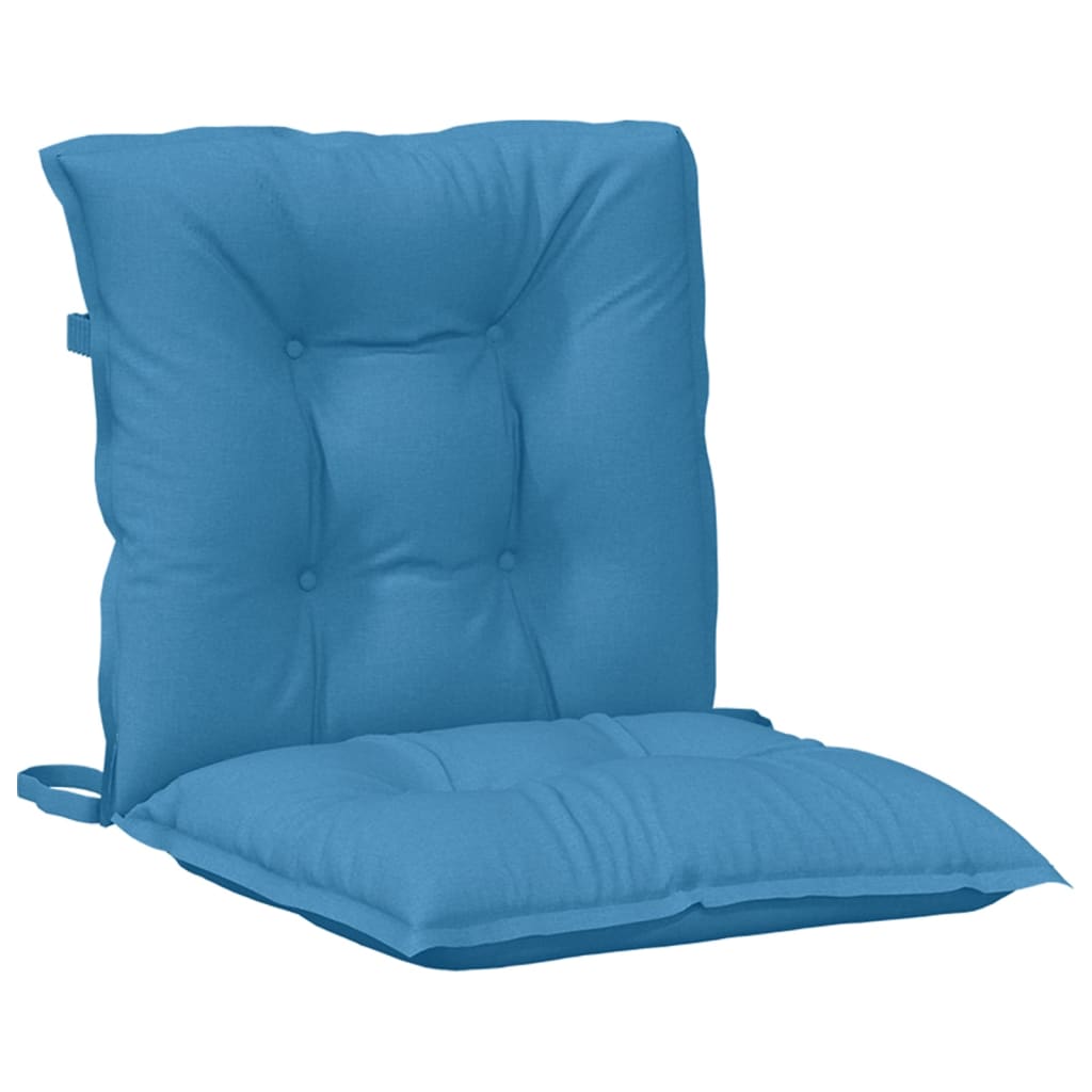 stolehynder med lav ryg 4 stk. 100x50x7 cm stof blå