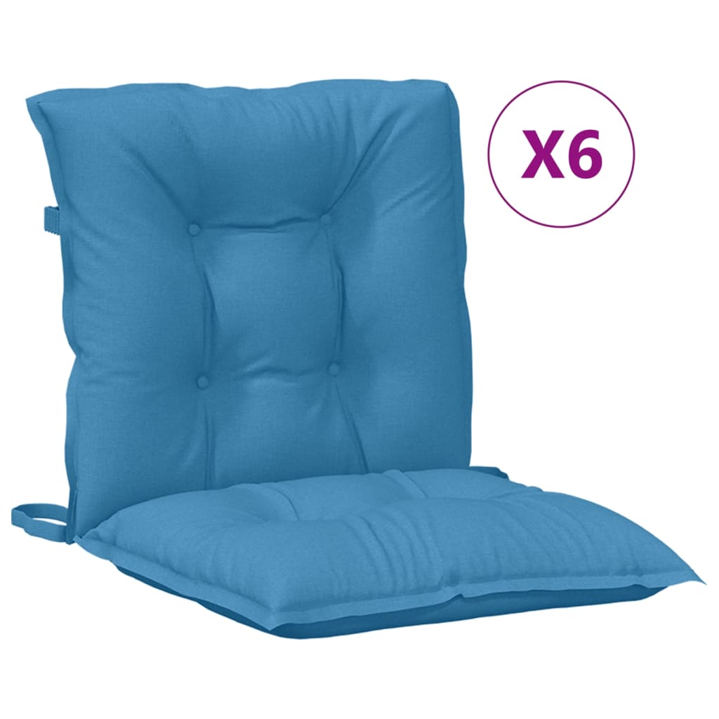 stolehynder med lav ryg 6 stk. 100x50x7 cm stof blå