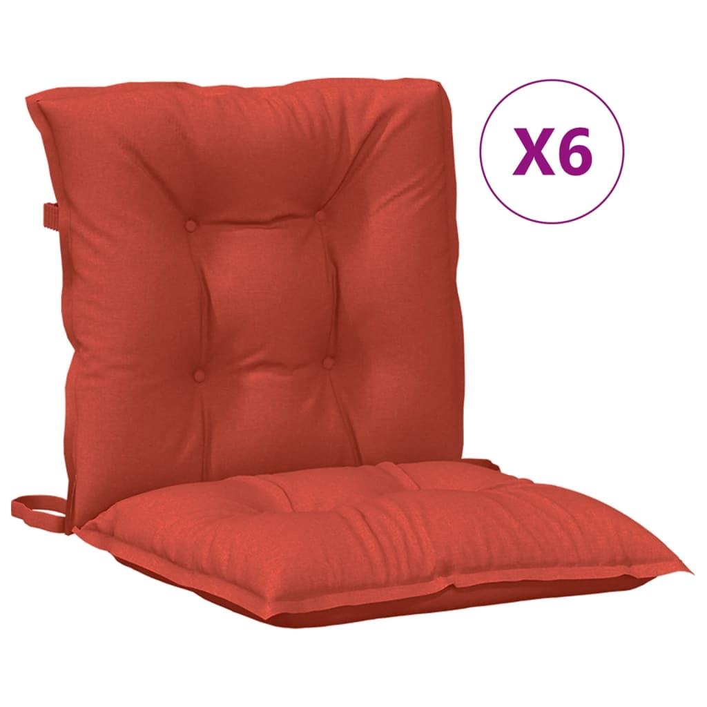 stolehynder med lav ryg 6 stk. 100x50x7 cm stof rød