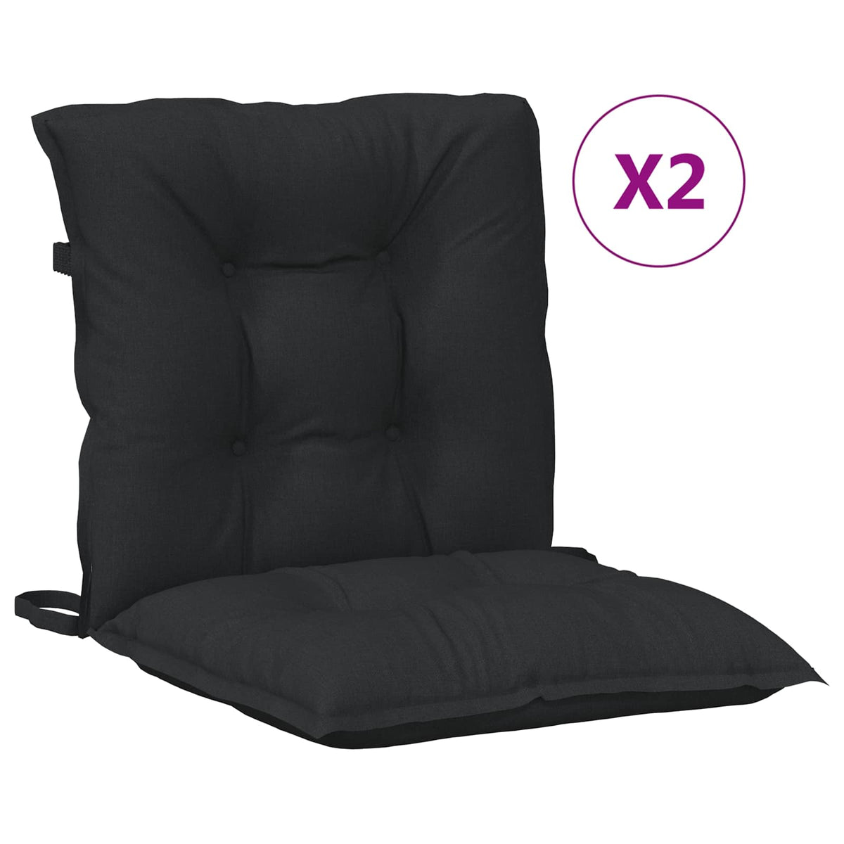 Lavrygget Stolepuder Sæt 2 stk. Polyester Melange Sort
