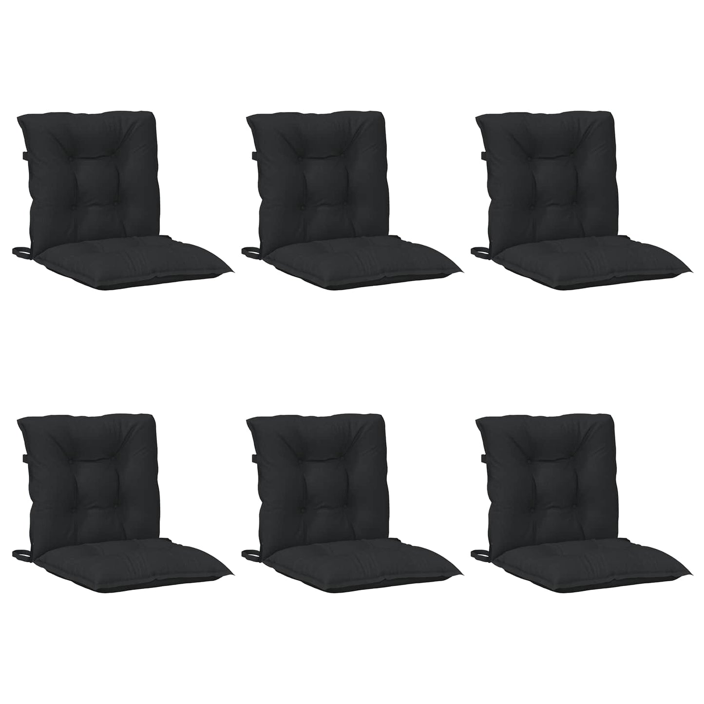Lavrygget Stolepuder Sæt 6 stk. Polyester Melange Sort