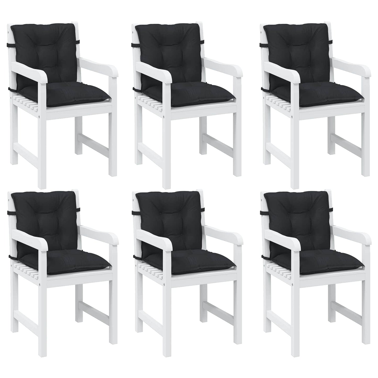 Lavrygget Stolepuder Sæt 6 stk. Polyester Melange Sort