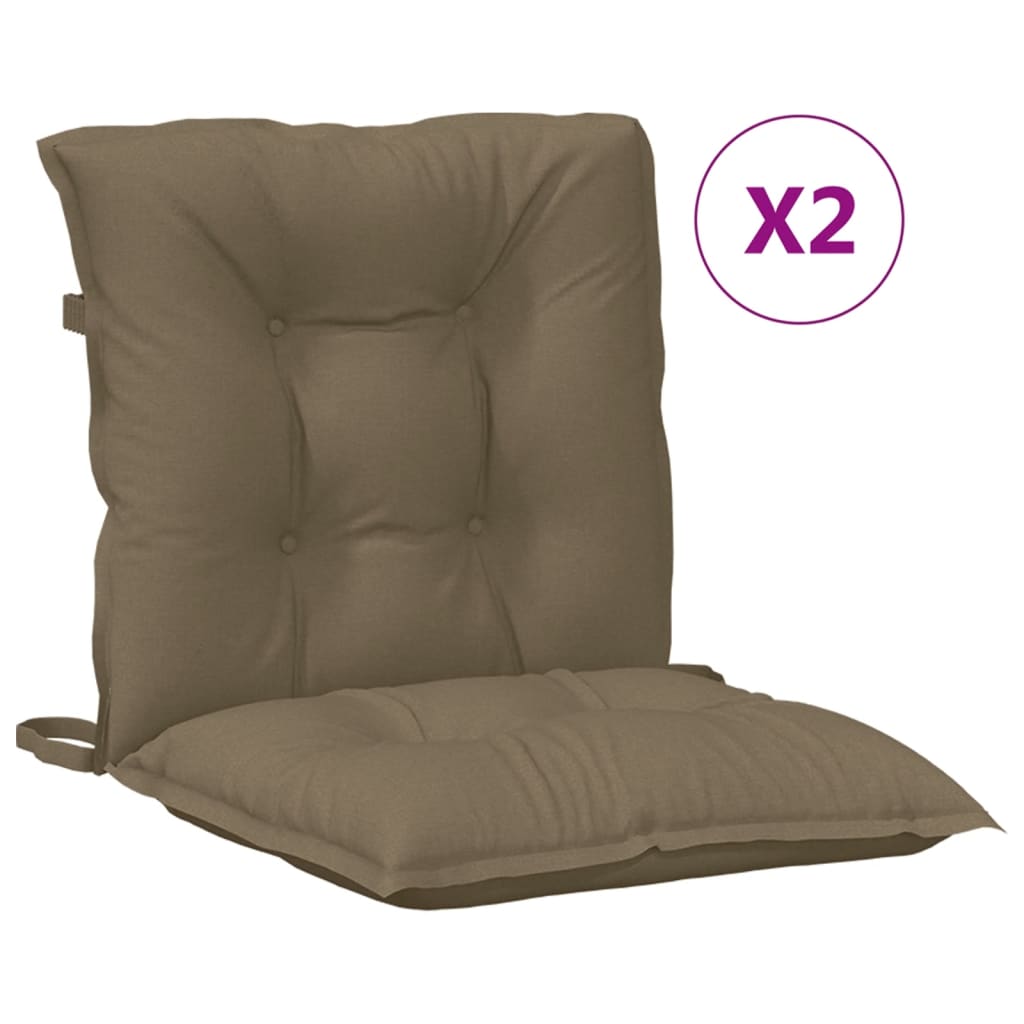 stolehynder med lav ryg 2 stk. 100x50x7 cm stof gråbrun