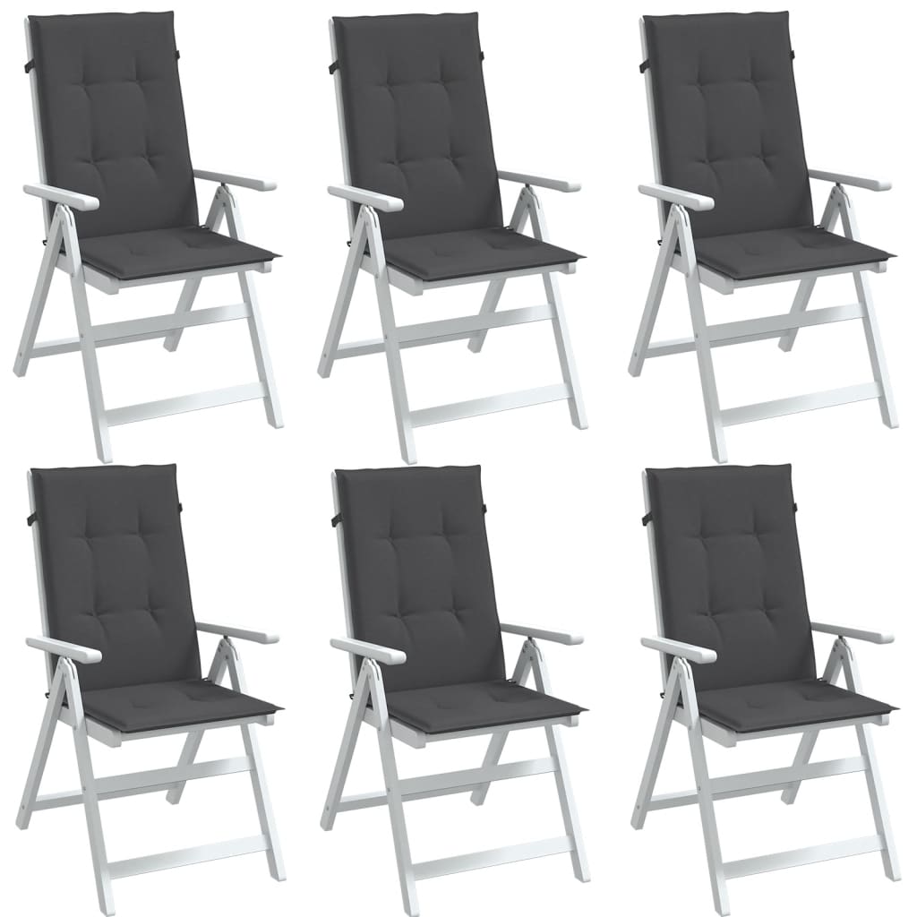 stolehynder med høj ryg 6 stk. 120x50x4 cm stof antracitgrå
