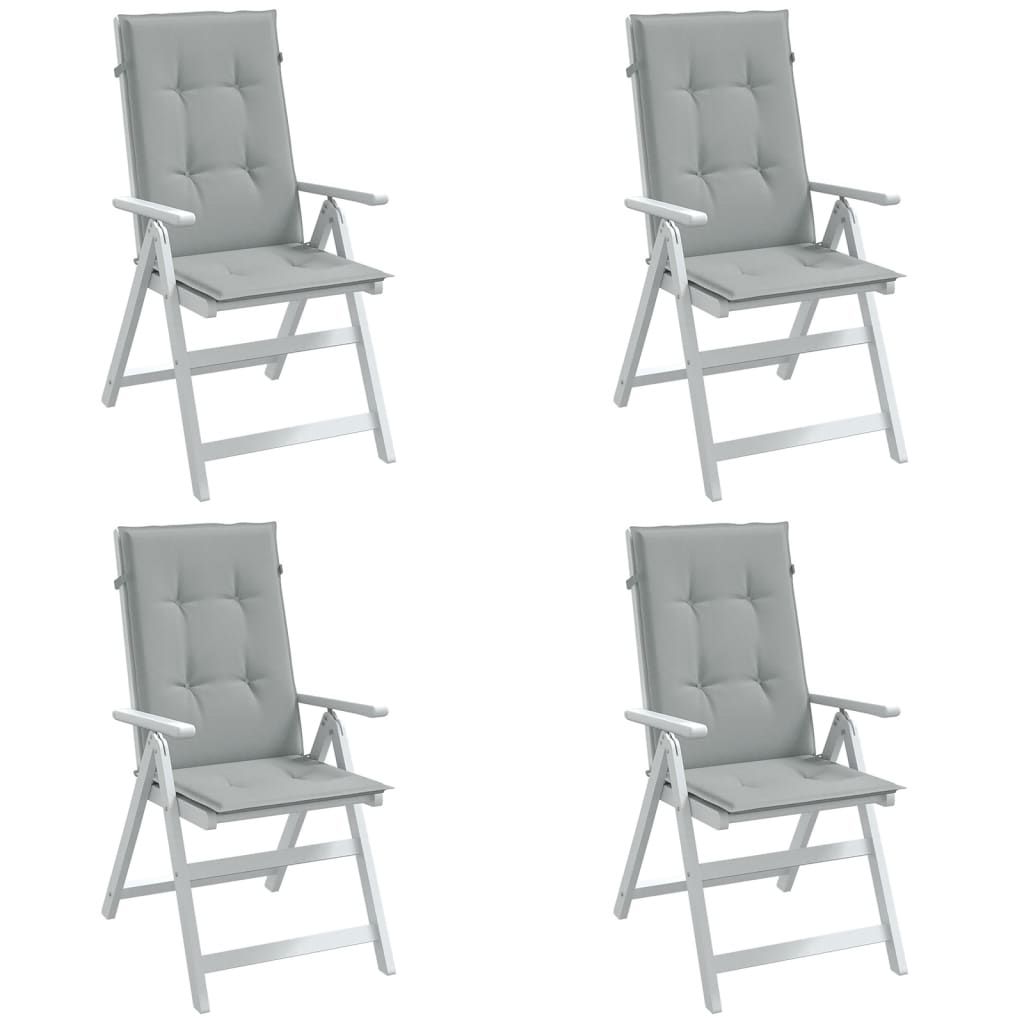 stolehynder med høj ryg 4 stk. 120x50x4 cm stof lysegrå