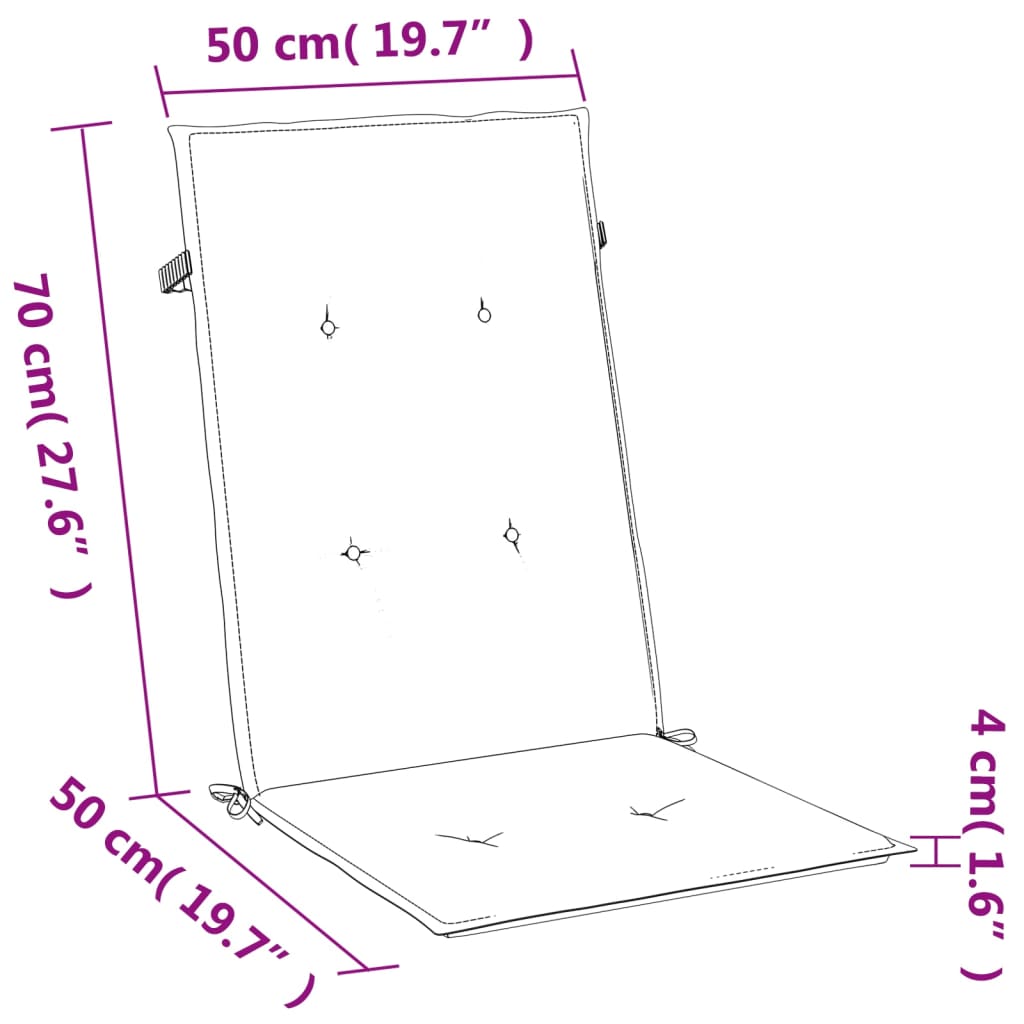 stolehynder med høj ryg 2 stk. 120x50x4 cm stof mørkegrå