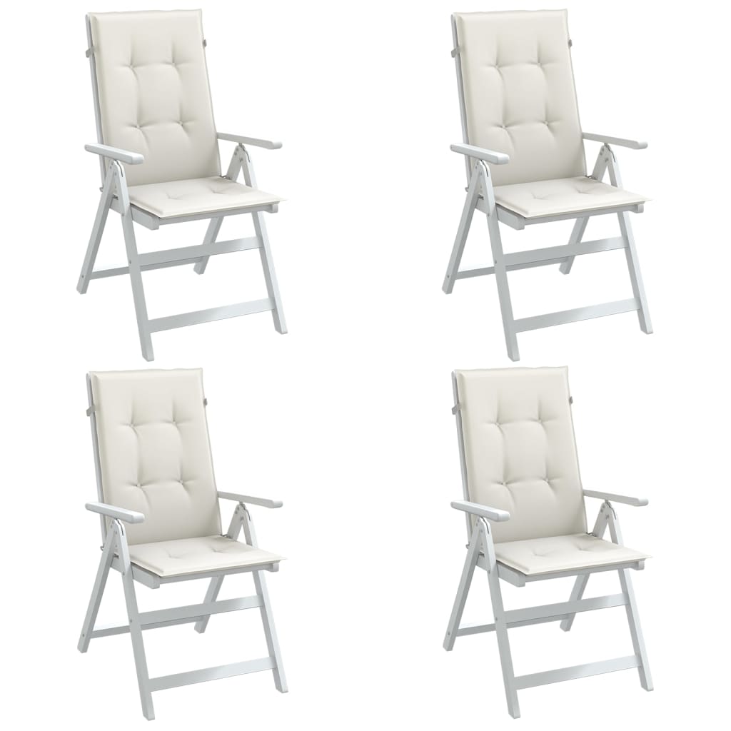 stolehynder med høj ryg 4 stk. 120x50x4 cm stof cremefarvet