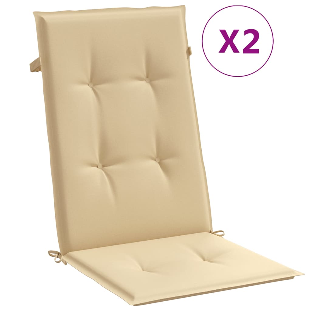 stolehynder med høj ryg 2 stk. 120x50x4 cm stof beige
