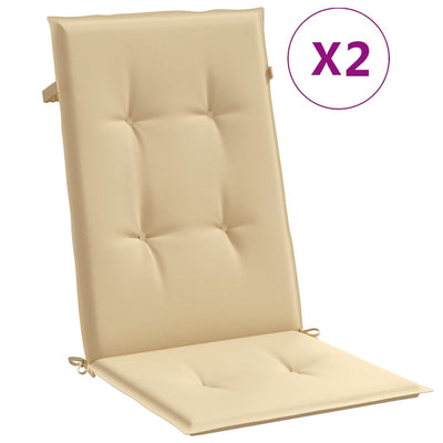 stolehynder med høj ryg 2 stk. 120x50x4 cm stof beige