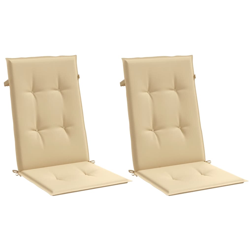 stolehynder med høj ryg 2 stk. 120x50x4 cm stof beige
