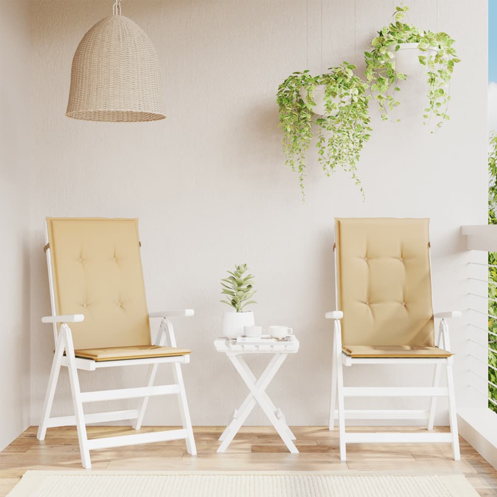 stolehynder med høj ryg 2 stk. 120x50x4 cm stof beige