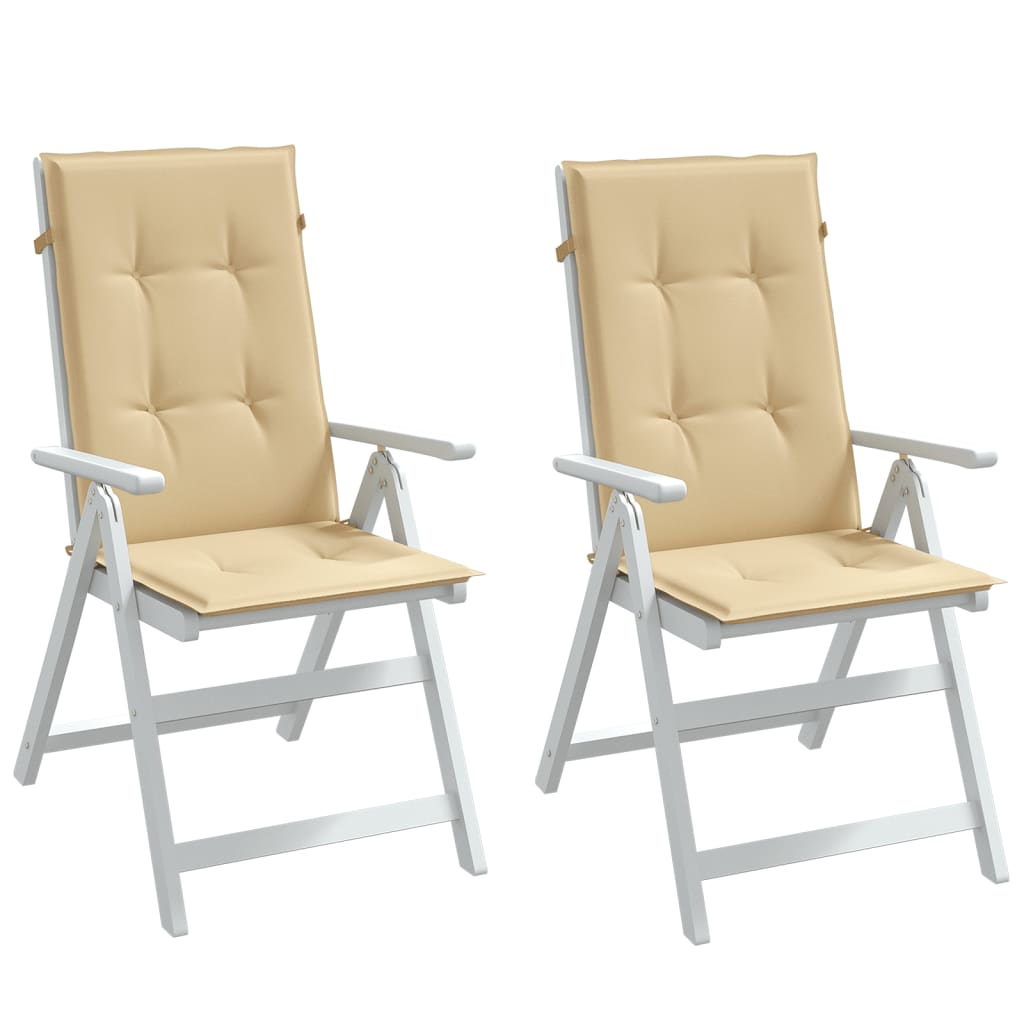 stolehynder med høj ryg 2 stk. 120x50x4 cm stof beige