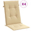 stolehynder med høj ryg 4 stk. 120x50x4 cm stof beige