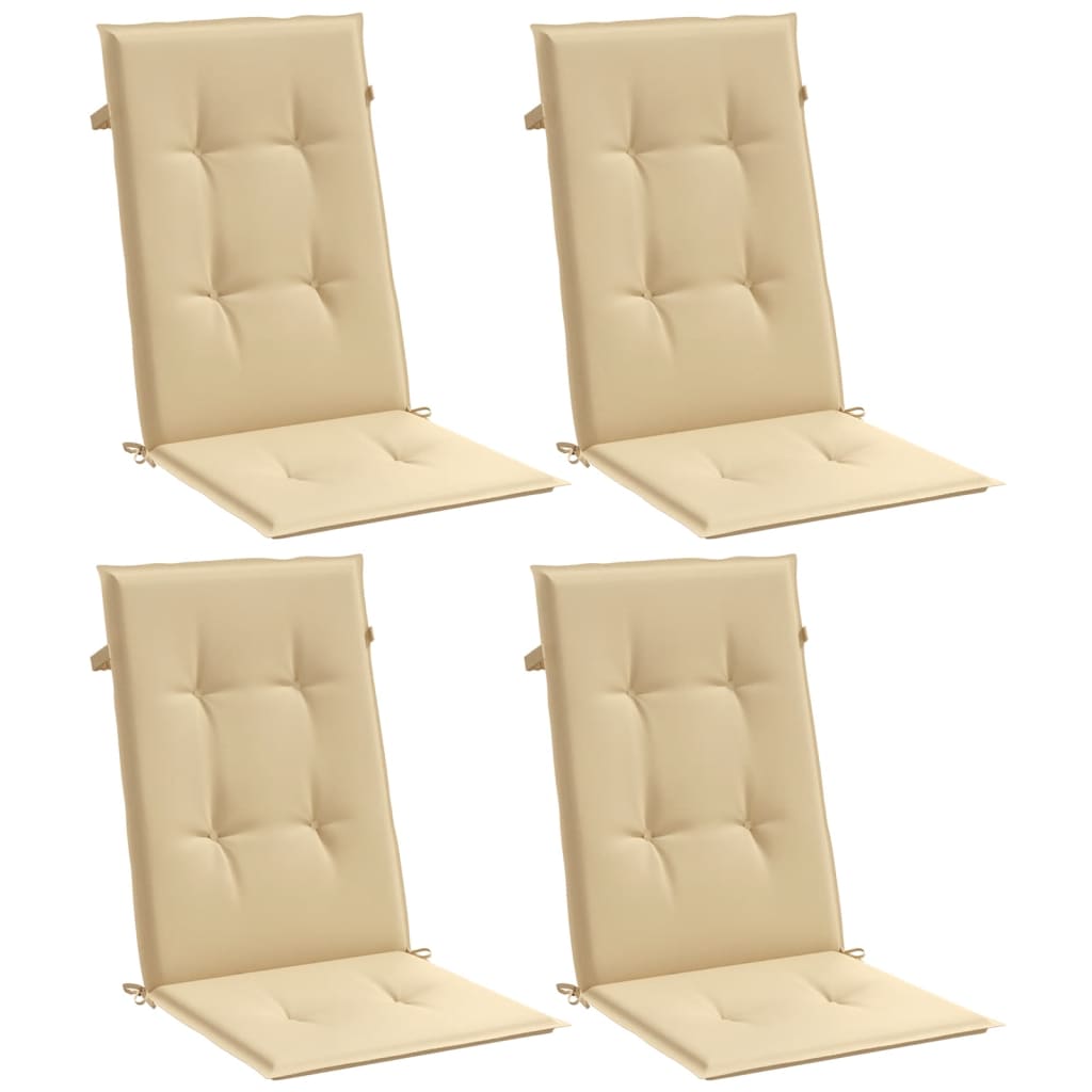 stolehynder med høj ryg 4 stk. 120x50x4 cm stof beige