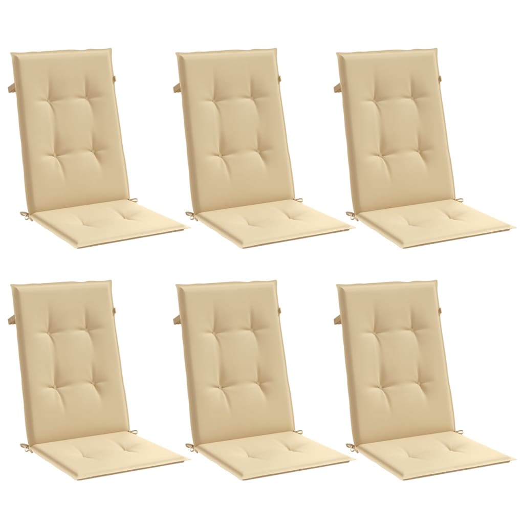 stolehynder med høj ryg 6 stk. 120x50x7 cm stof beige
