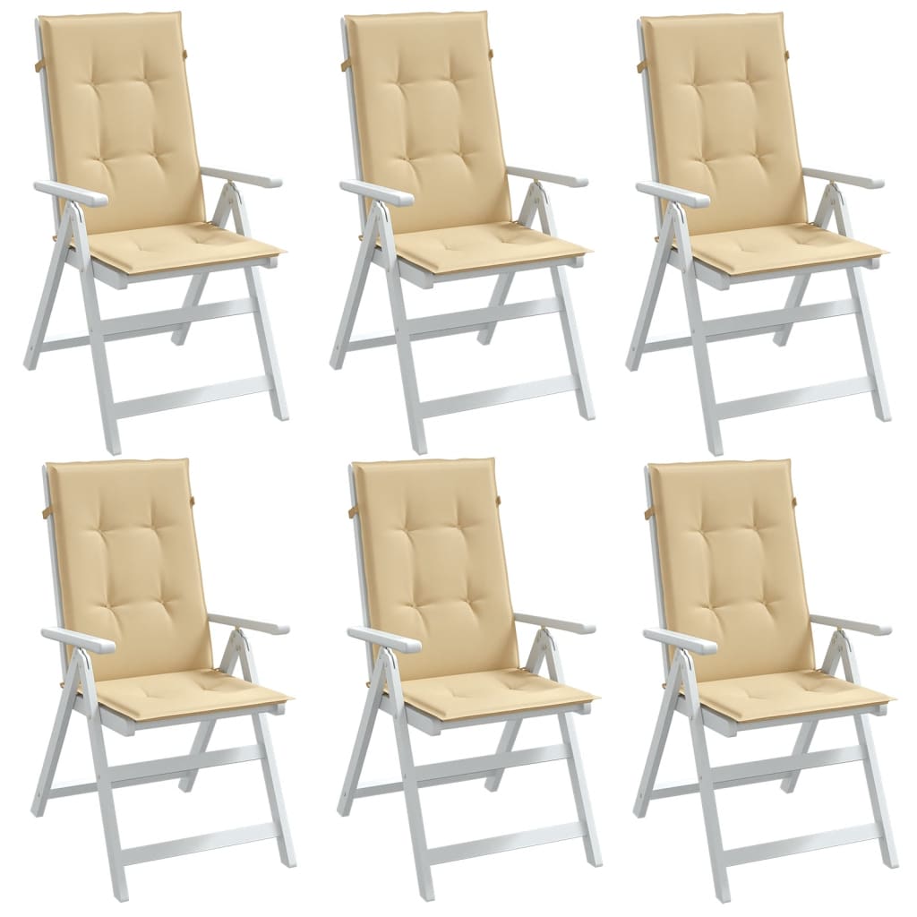 stolehynder med høj ryg 6 stk. 120x50x7 cm stof beige