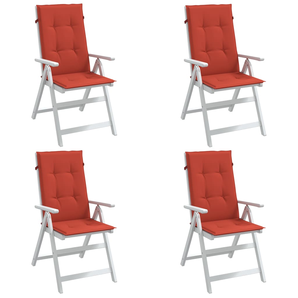 stolehynder med høj ryg 4 stk. 120x50x4 cm stof rød