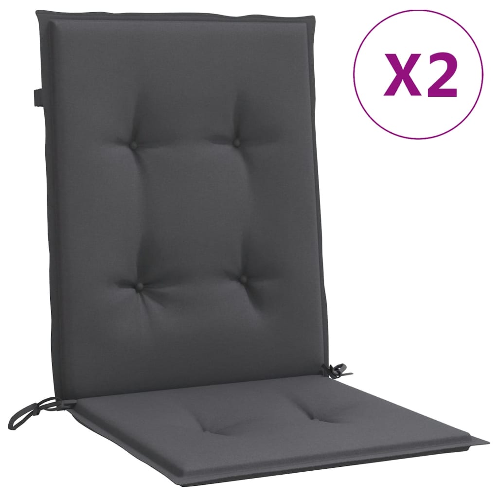 stolehynder med lav ryg 2 stk. 100x50x4 cm stof antracitgrå