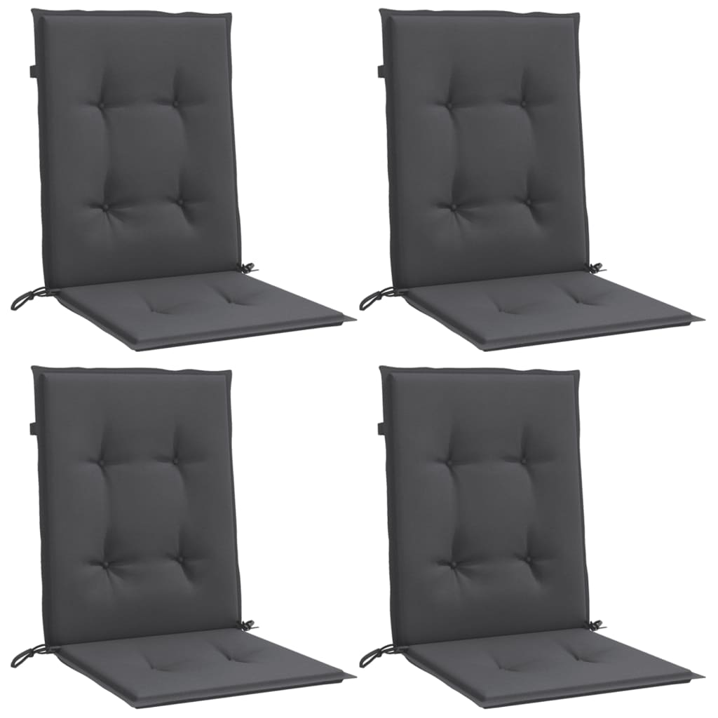 stolehynder med lav ryg 4 stk. 100x50x4 cm stof antracitgrå