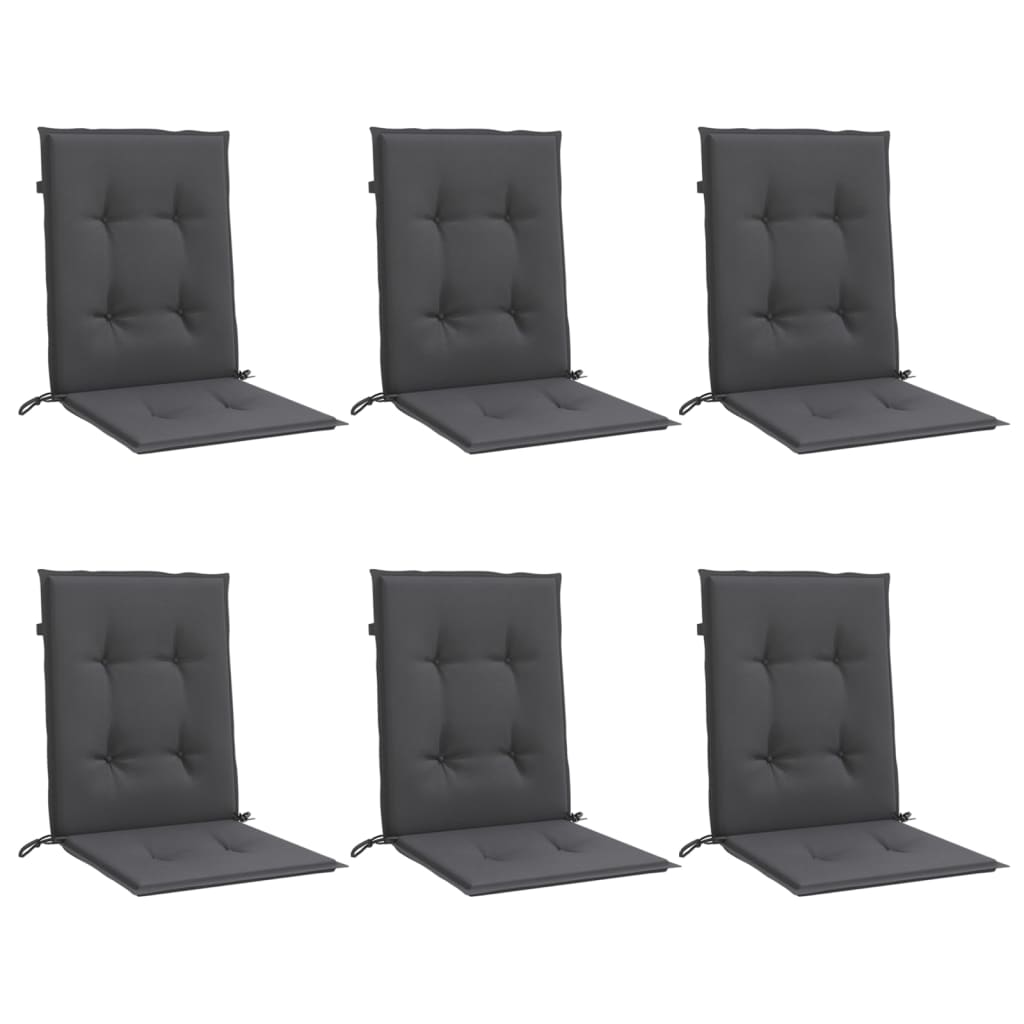 stolehynder med lav ryg 6 stk. 100x50x4cm stof antracitgrå