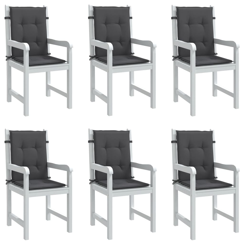 stolehynder med lav ryg 6 stk. 100x50x4cm stof antracitgrå