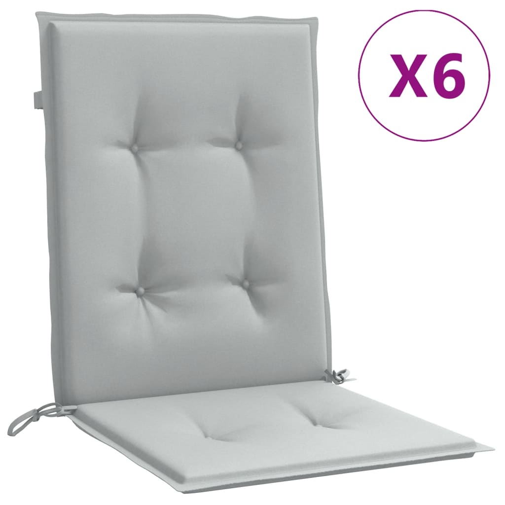 stolehynder med lav ryg 6 stk. 100x50x4 cm stof lysegrå