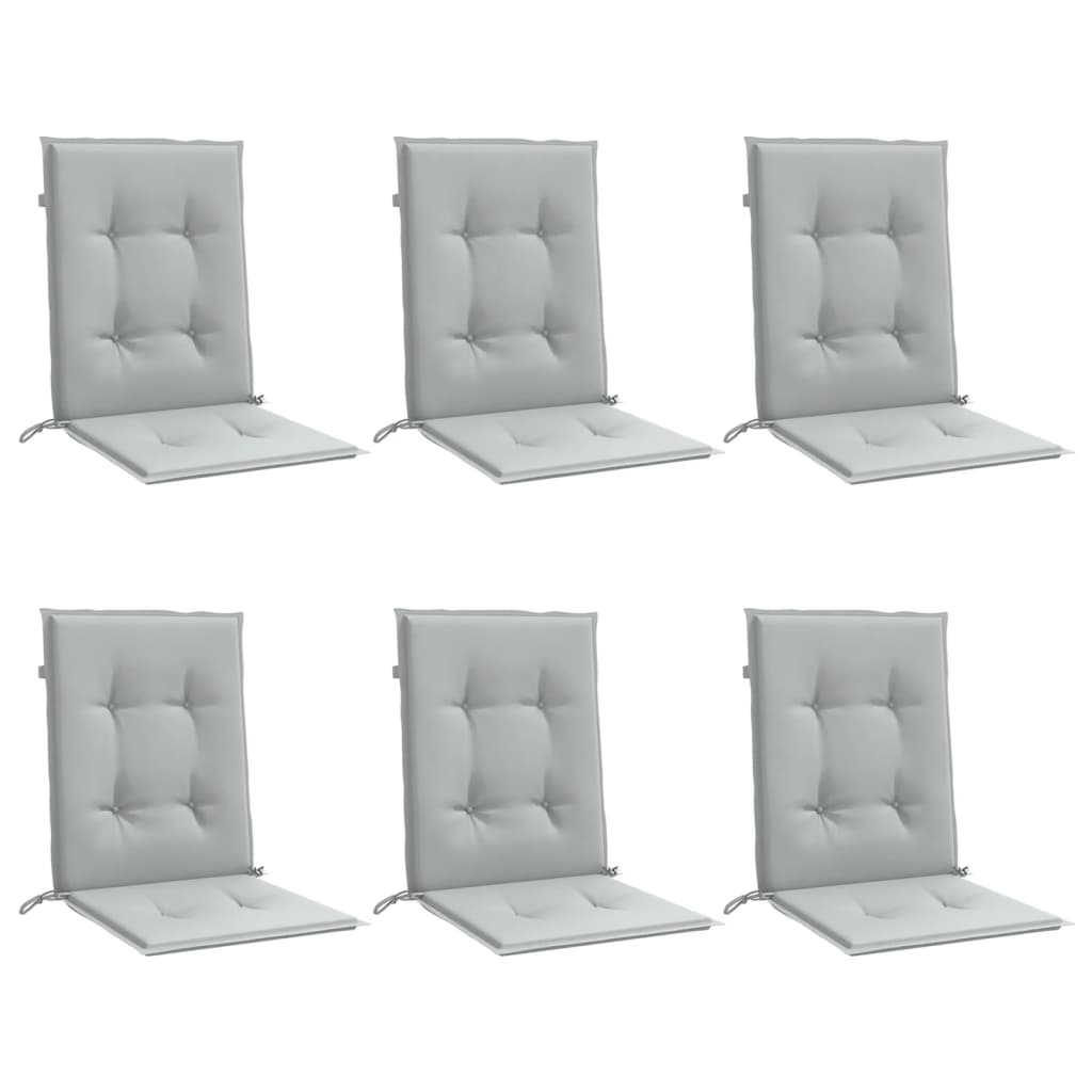 stolehynder med lav ryg 6 stk. 100x50x4 cm stof lysegrå