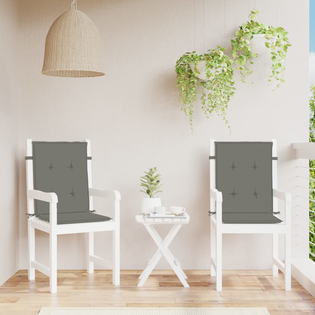 stolehynder med lav ryg 2 stk. 100x50x4 cm stof mørkegrå