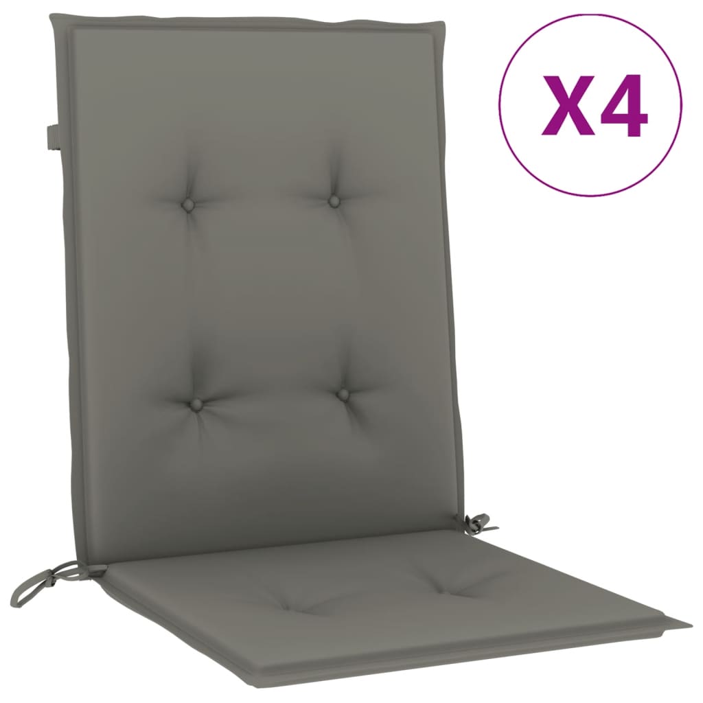 stolehynder med lav ryg 4 stk. 100x50x4 cm stof mørkegrå
